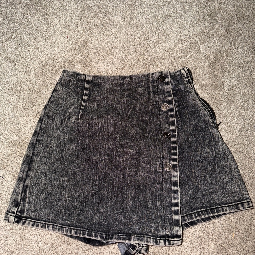 Flying Tomato Black Denim Mini Skirt